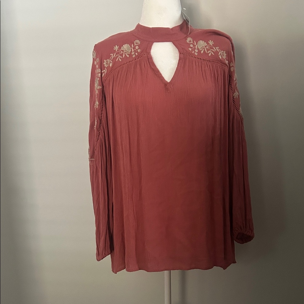 Buckle Terracotta Blouse with Floral Details New with tags